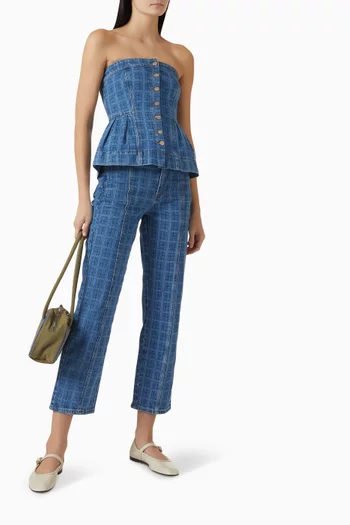 بلوزة إيلواز بلا حمالات دينم