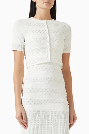 بلوزة ميلاو مطرزة باللؤلؤ مزيج فيسكوز