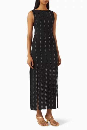 Fringed Knit Dress in Viscose Blend