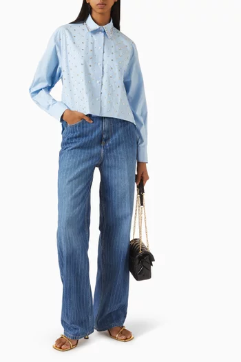 Rhinestone-embellished Shirt in Cotton