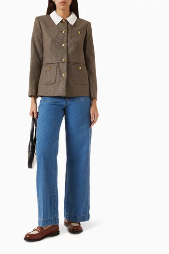 جاكيت بدلة بنقشة مربعات هاوندزتوث مزيج صوف بكر