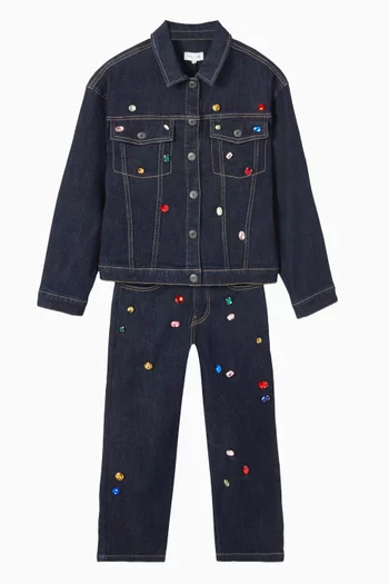 بنطال جينز مرصع بأحجار الراين دينم