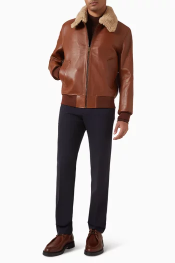 جاكيت أفياتور بياقة فرو جلد