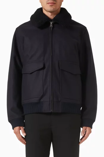 Aviator Shearling Jacket in Wool-blend