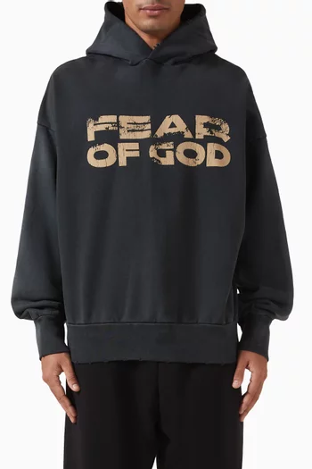 كنزة بغطاء رأس وشعار الماركة قطن