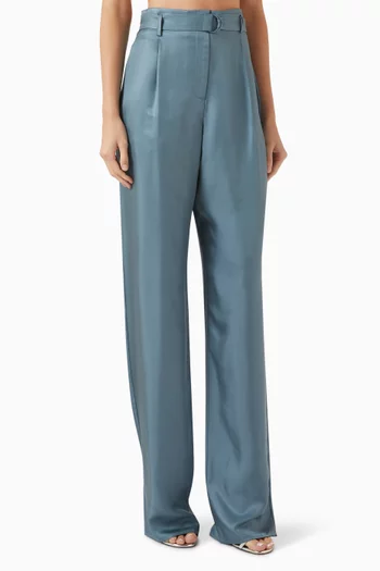 Belted Pants in Silk-twill