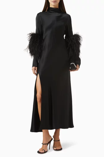 Feather Bias Dress in Satin