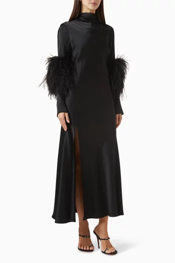Feather Bias Dress in Satin