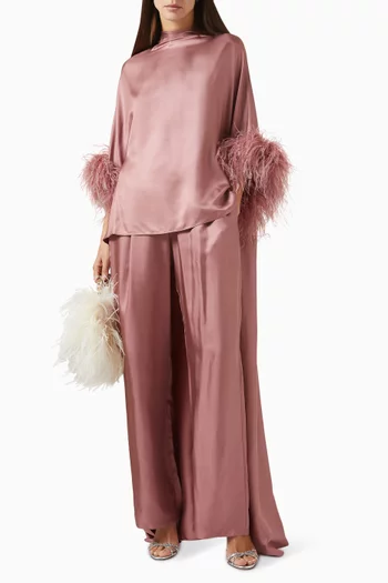 Elastic Waist Pants in Silk-twill