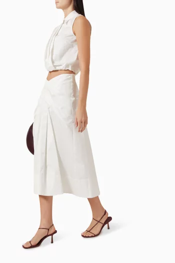 Bryn Midi Skirt in Cotton-poplin