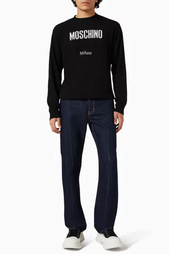 سترة بشعار الماركة مزيج صوف