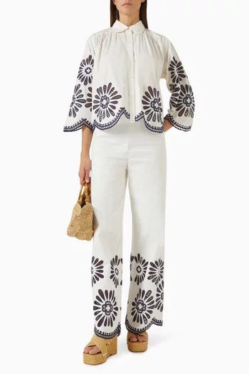Embroidered Cut-out Shirt in Cotton