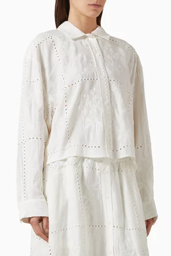 Ciely Broderie Anglaise Shirt in Linen Blend