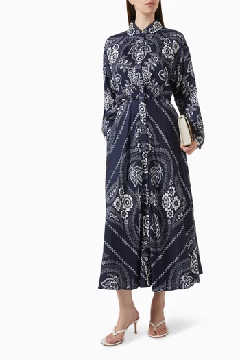 Printed Midi Dress in Viscose