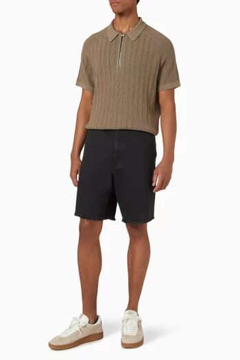 Knitted Zip Polo Shirt in Cotton