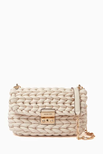 Large Tribeca Braided Shoulder Bag in Leather