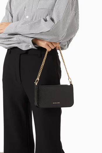 Small Bryant Convertible Pochette Bag in Snake-embossed Leather