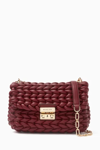 Large Tribeca Braided Shoulder Bag in Leather