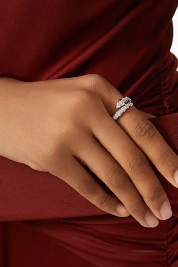 Serpenti Viper Ring in 18kt White Gold and Pavé Diamonds