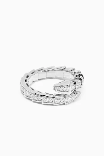 Serpenti Viper Ring in 18kt White Gold and Pavé Diamonds