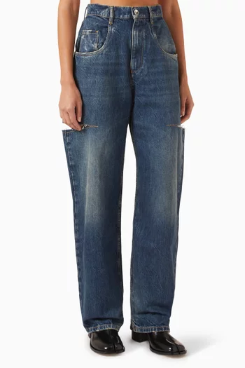 Cut-out Jeans in Denim