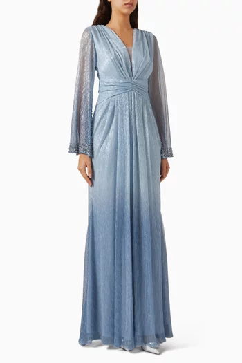 Embellished Gathered Dress in Stretch Lurex-knit