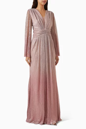 Embellished Gathered Dress in Stretch Lurex-knit