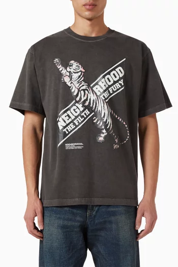 تي شيرت NH 17 بطبعة نمر قطن