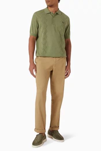 Pointelle Knitted Polo Shirt