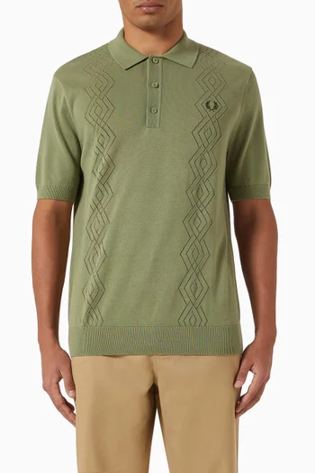 Pointelle Knitted Polo Shirt