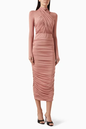 Halterneck Pleated Dress in Jersey