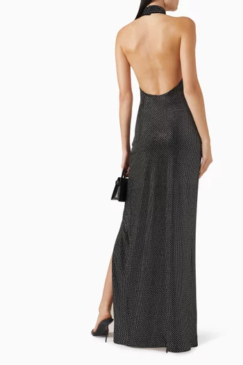 Strass-embellished Halter Dress in Velvet