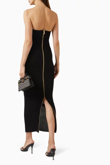 فستان بصدرية بلا حمالات نسيج فيسكوز مضلع