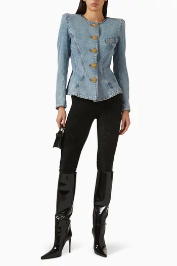 Button Basque Jacket in Denim