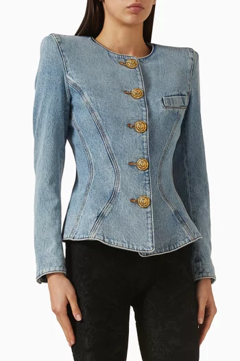 Button Basque Jacket in Denim