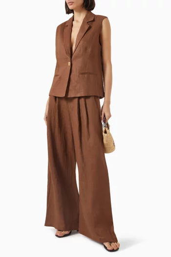 Selah Sleeveless Vest in Linen