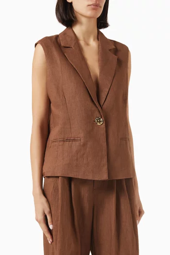 Selah Sleeveless Vest in Linen