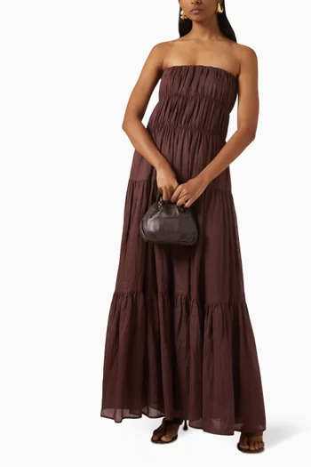 Artie Strapless Midi Dress in Ramie