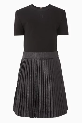 Pleated Dress in Viscose-blend