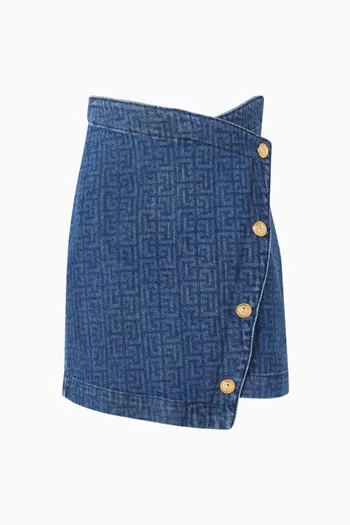 Logo Skirt in Denim