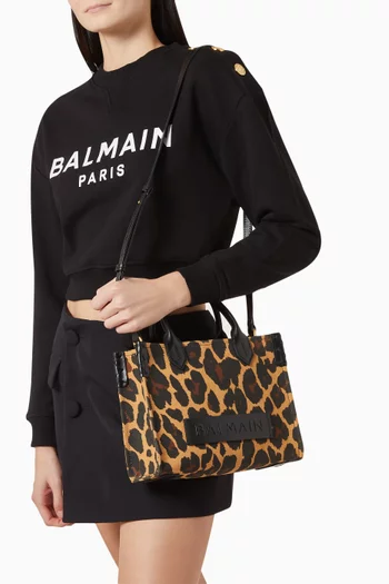 Small B-Army Shopper Bag in Leopard-print Canvas