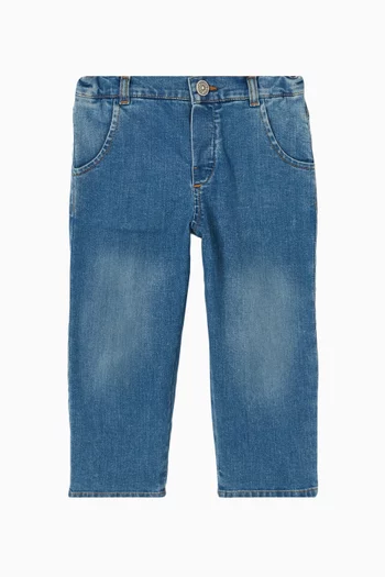 Abstract Straight Leg Jeans in Cotton