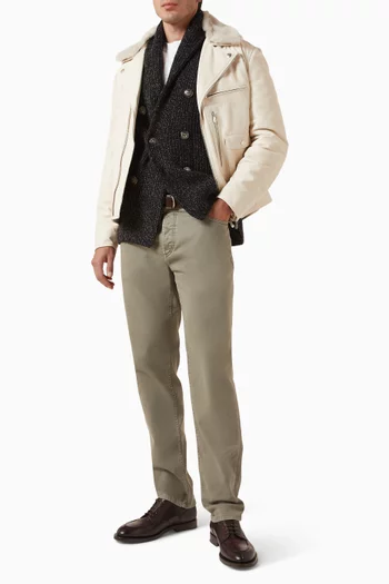 Padded Biker Jacket in Nappa Leather