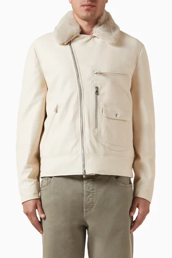 Padded Biker Jacket in Nappa Leather