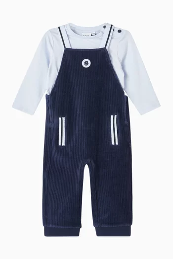 Striped Overalls & T-shirt Set in Cotton