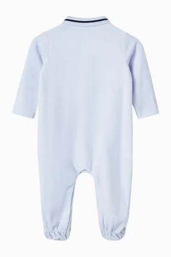 بيجاما قطعة واحدة بشعار الماركة قطن مخملي