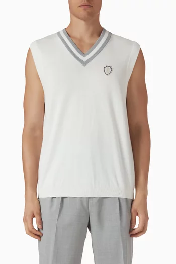 V-neck Knit Vest in Cotton