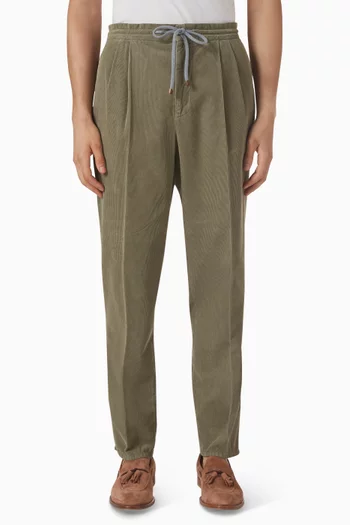 Garment-dyed Pants in Cotton Narrow Wale Corduroy
