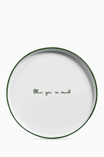 طبق عشاء مزين بعبارة Olive You So Much