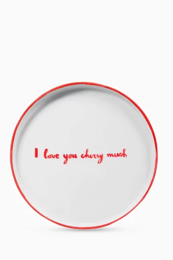 طبق حلويات مزين بعبارة I Love You Cherry Much